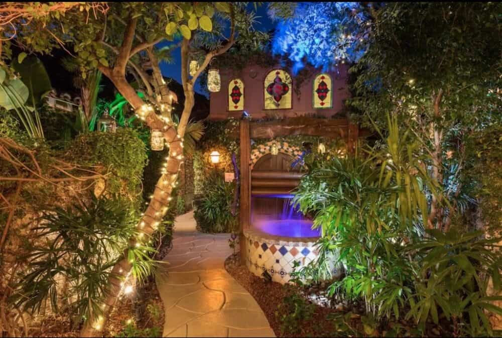 Romantic hotel garden Palm Springs