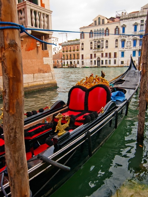 The gondolas in Venice are painted black