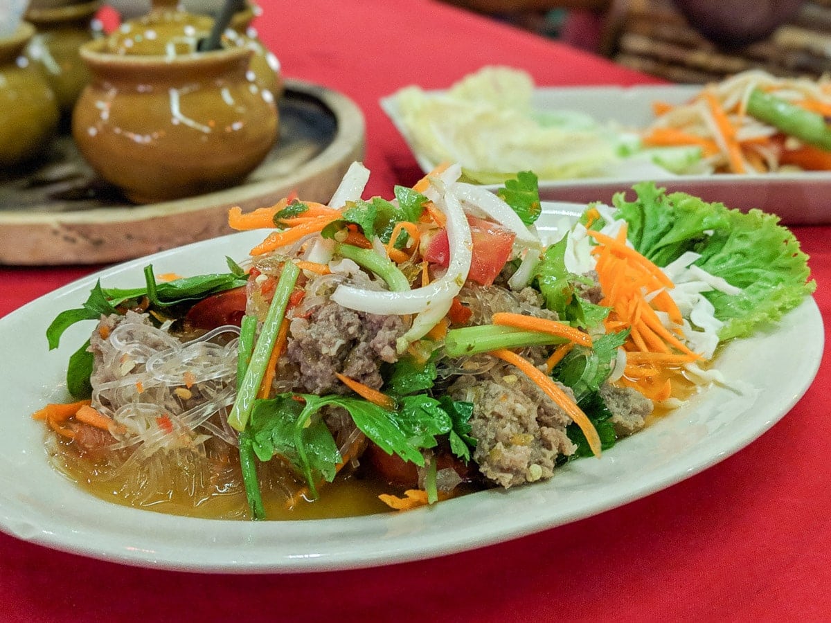 Thai larb spicy salad in Koh Lanta
