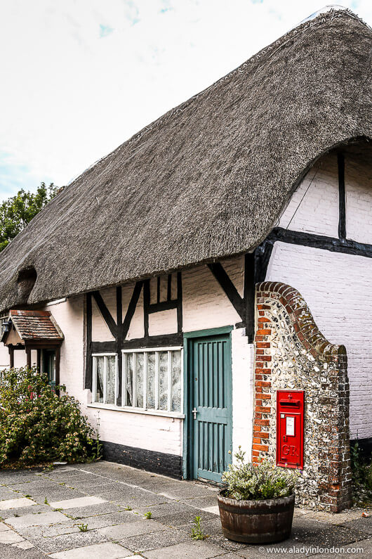 Pink Thatched Roof Cottage in the Village of East Meon, Hampshire