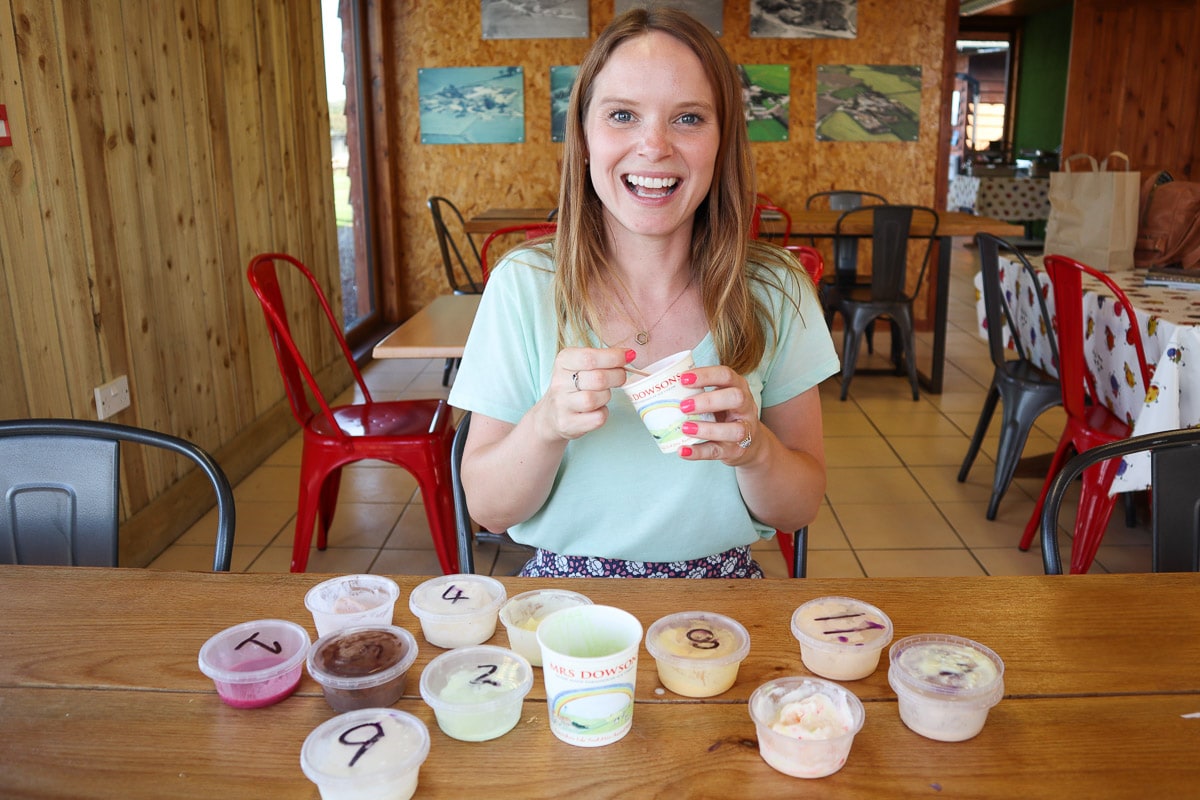 Ice cream tasting at Mrs Dowsons Farm Park