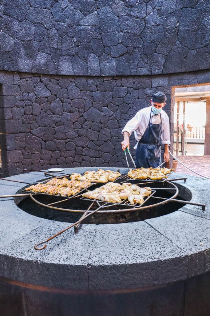 Chef cooking at El Diablo Lanzarote
