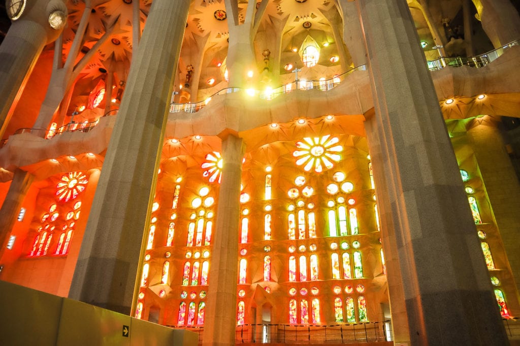 Beautiful stained glass windows at the Sagrada Familia